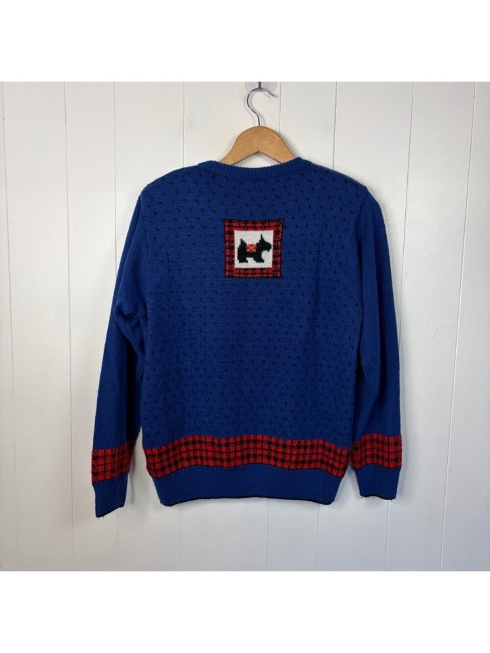 Vintage Scottie Dog Sweater Small Blue Scottish Terrier Dog Novelty Graphic Knit - Picture 7 of 11